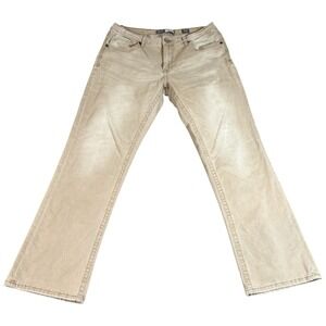 BKE Buckle Tyler Straight Jeans Mens 34 Beige Denim Cotton Stretch Medium Wash